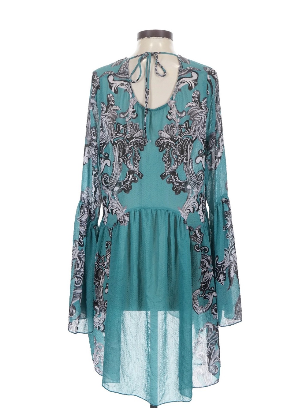 Free People Teal Paisley Bell Sleeve Dress (090809) ☀️ ☮️ - Picture 3 of 3